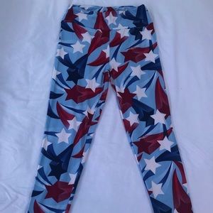 LuLaRoe leggings, Fourth of July themed, red, white and blue colors